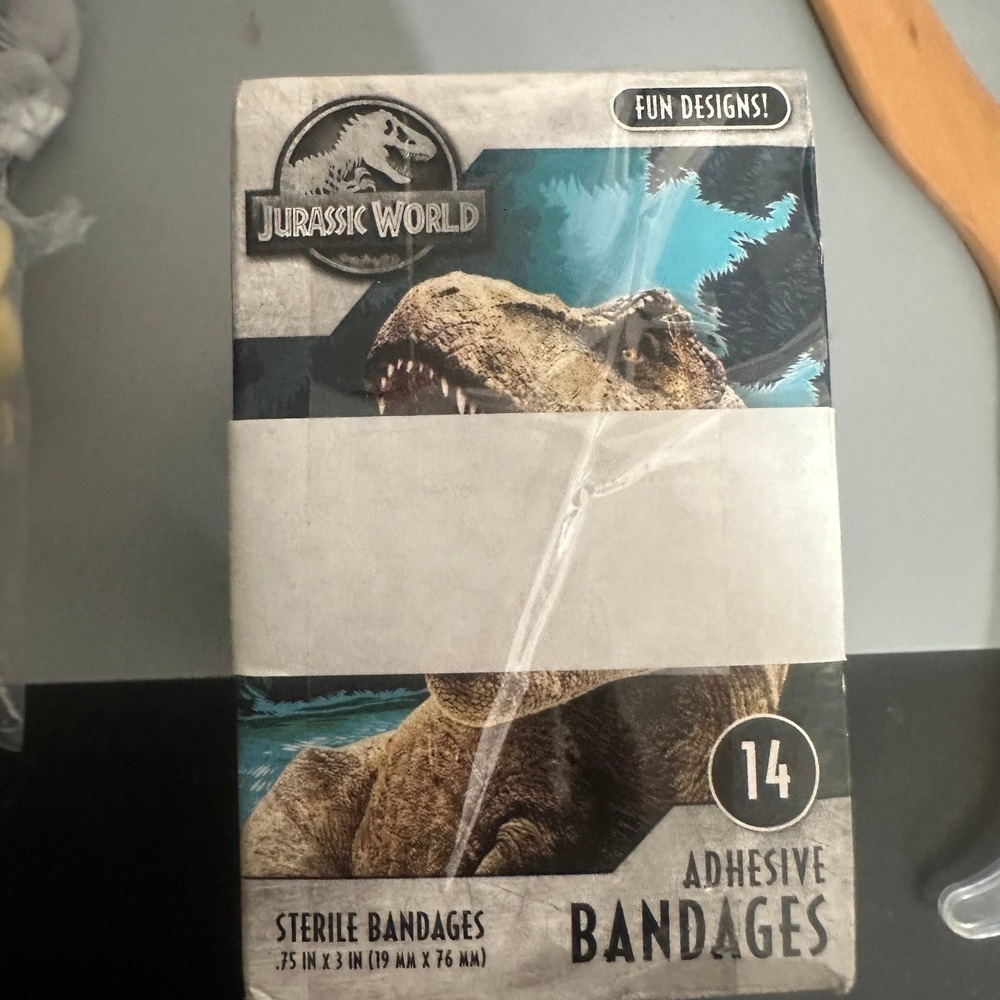 Jurassic World Adhesive Bandages 14 Count Dinosaur T-Rex Sterile First Aid Pack